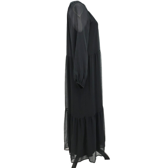 Soft Surrounding Dress Womens Medium Black Sheer Chiffon Layered Lined Maxi - Picture 6 of 13